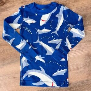 Pre-owned Kid's Hanna Andersson Long John Shark Pajama Top Sleepwear Size 4